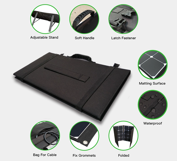40W 60W 80W Portable Waterproof Monocrystalline Silicon Foldable Blanket Solar Panel Charger