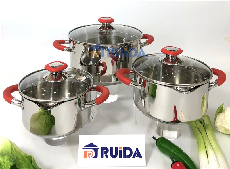 New Design, Stainless Steel Cookware with Big Spout Lips, Hollow Handles with Silicon Design Kitchen Utensils