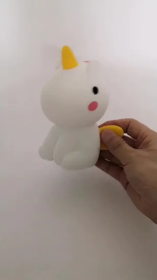 Yichen Unicorn Shaped Rechargeble LED Silicone Night Light with Touch RGB Light