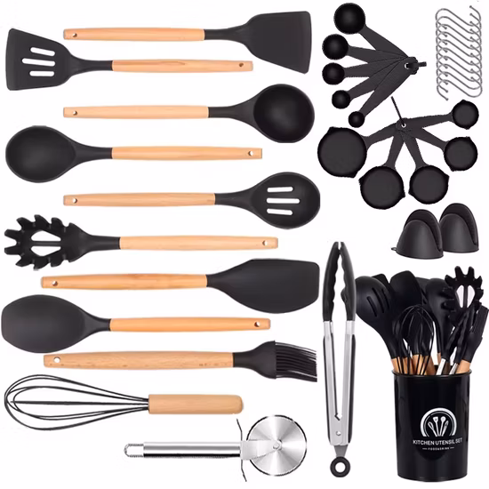 Non Stick Heat Resistance 35 Piece Camping Silicone Kitchen Utensils