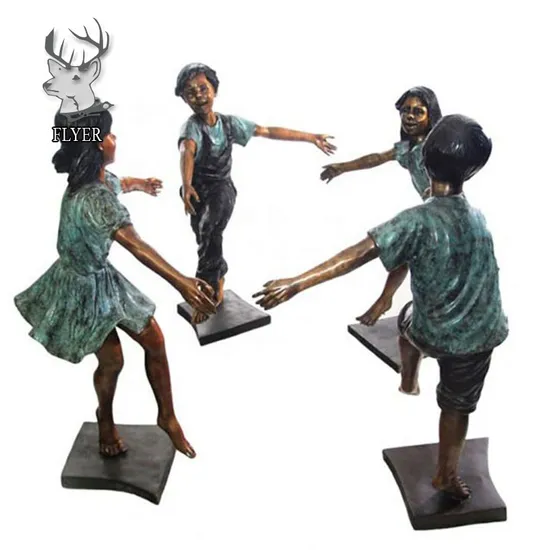Garden Life Size Lost Wax Casting Bronze Children Playing Bronze Figure Children Statue 