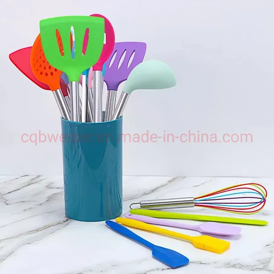 Kitchen Cooking Gadgets Silicone Kitchen Utensils with Stainless Steel Handle 