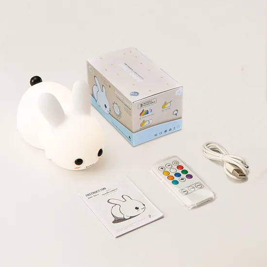 Cute Bunny Silicone Night Light Colorful Rabbit LED Sleep Night Light for Children 