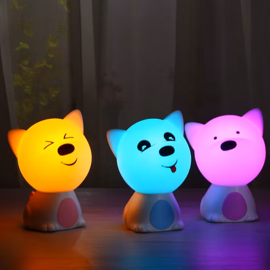 Touch Smart Silicone Cute Dog USB Night Light with Lithium Battery Rechargeable
