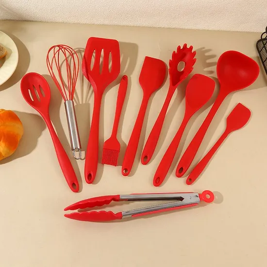 OEM Silicone Kitchenware 10 Pieces Per Set Silicone Kitchen Accessories Cooking Utensils Silicone Kitchen Utensils Spatular 