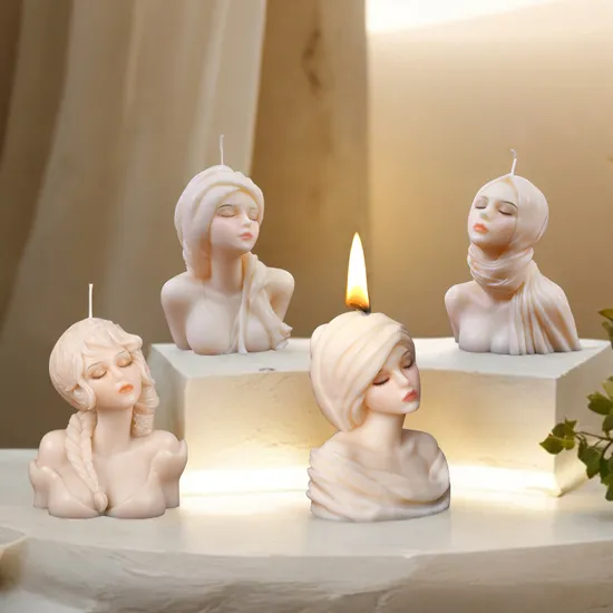 Figure Sculpture Epoxy Resin Silicone Molds Home Decorations Lady Girl Wax Candle Mold 